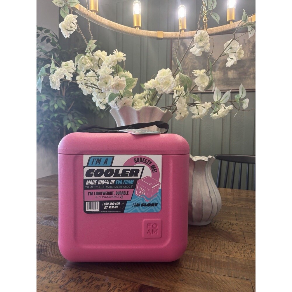 FOAM Portable EVA Lightweight Cooler - Pink | 22qt / 30 Cans | New $126 Retail